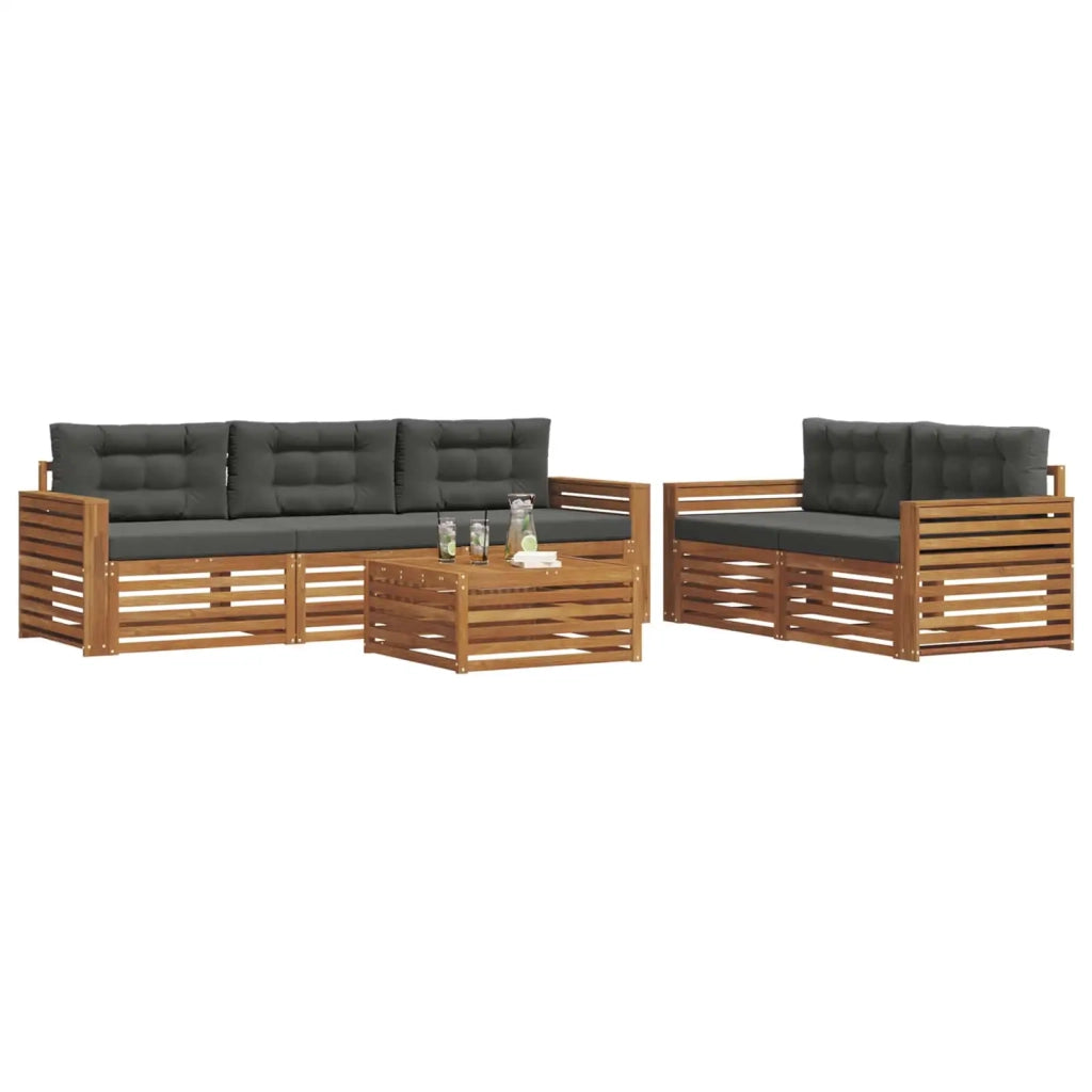 Set di divani da esterno con cuscino 6 pcs Naturale e Antracite 3373027