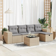 Set Divano da Giardino 6 pz con Cuscini Beige in Polyrattan 3325675