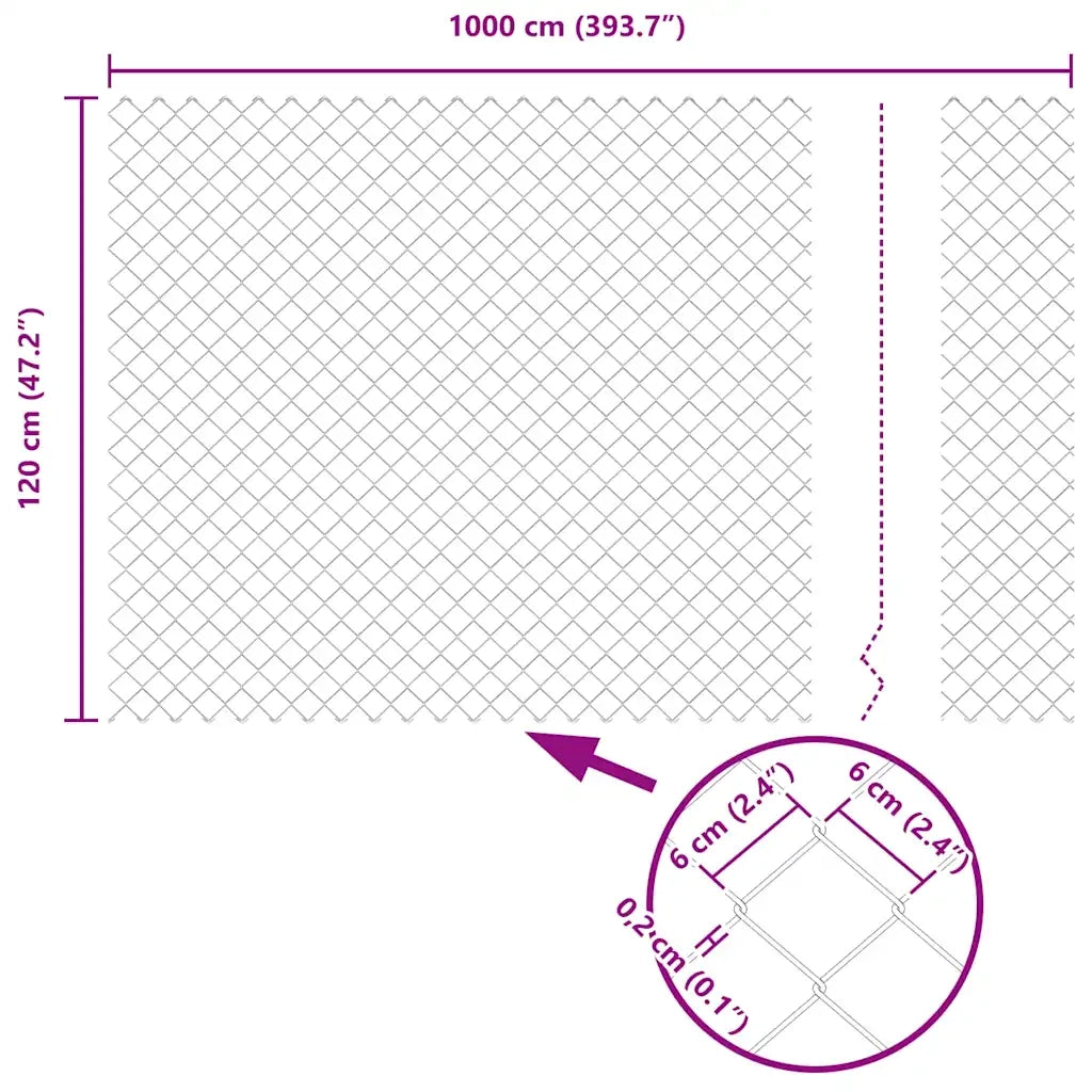 Palo della recinzione | Pannello per recinzione Argento 10 x 1,2 m (maglie 60 x 60 mm)