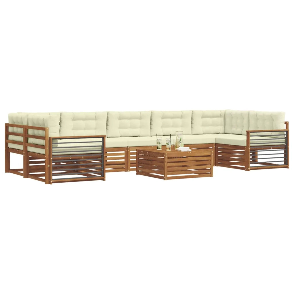 Set di divani da esterno con cuscino 8 pcs Naturale e Crema 3373190