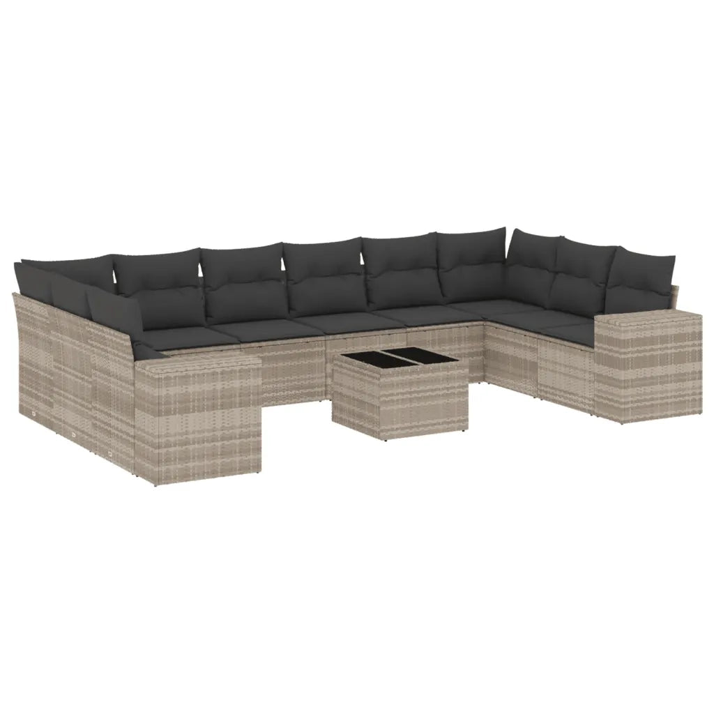 Set Divani da Giardino 11 pz con Cuscini in Polyrattan Grigio