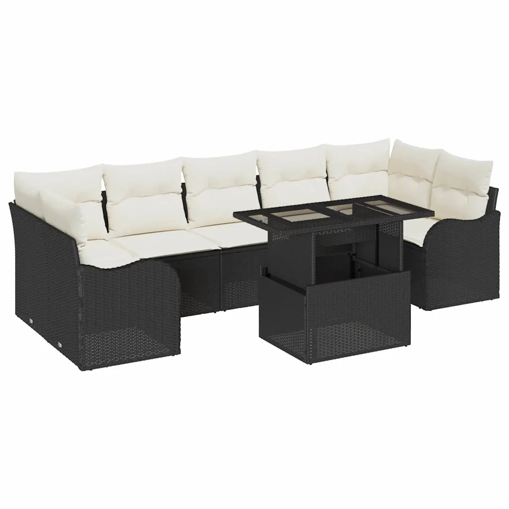 Set Divano da Giardino 8 pcs Nero Rattan in Polipropilene 3357150