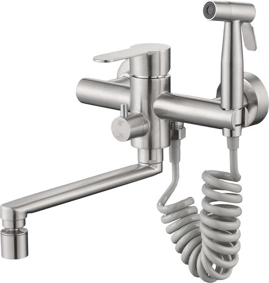 Montaggio da cucina con spruzzatore e 360° girevole - Rubinetto da cucina a spruzzo 

Modello: 123456
Materiali: RVS
Caratteristiche: 360° girevole, spruzzatore integrato