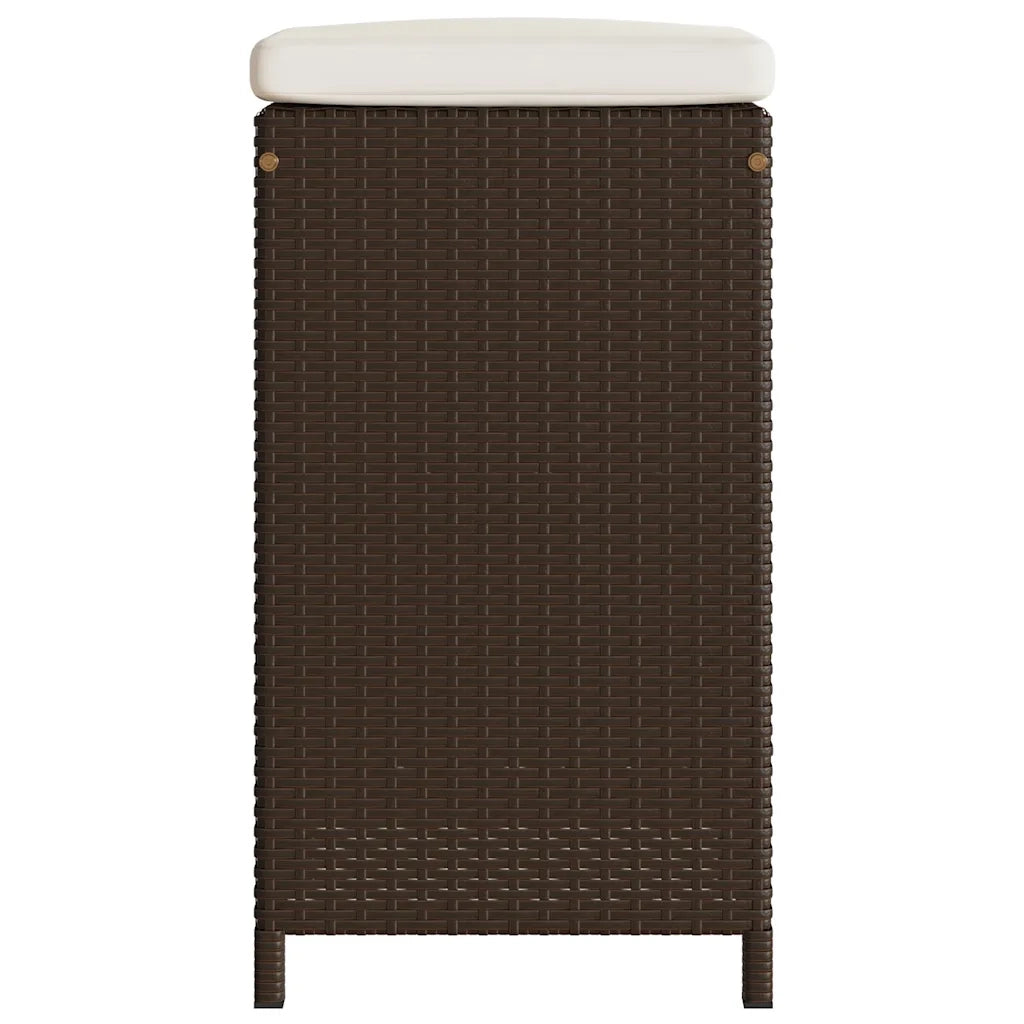 Sgabelli da Bar con Cuscini 2 pz Marroni in Polyrattan 368685