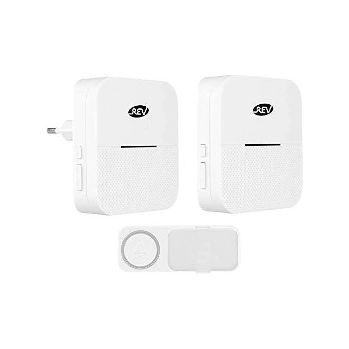 REV 0082650103 Orchestra Set di Campanelli Wireless con 2 Gong e 1 Pulsante Portata 150 m 58 Melodie colore Bianco