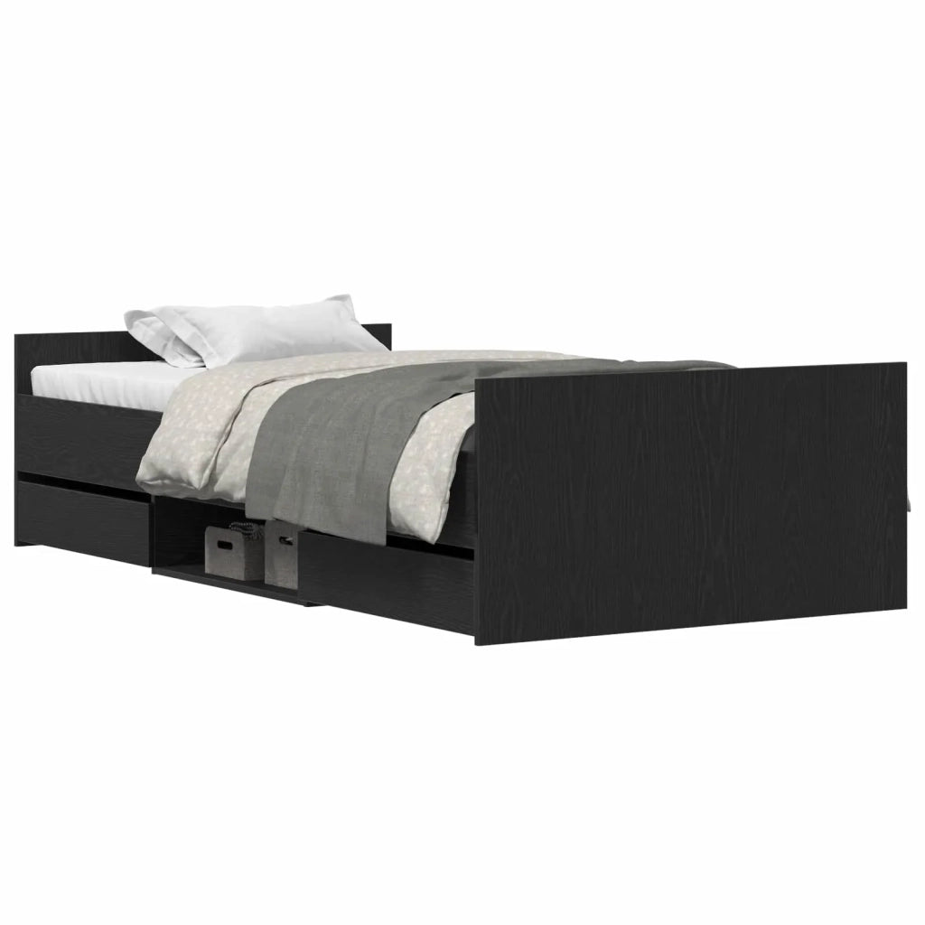Struttura del letto con cassetto Rovere Nero 203 x 93 x 50 cm 3329327