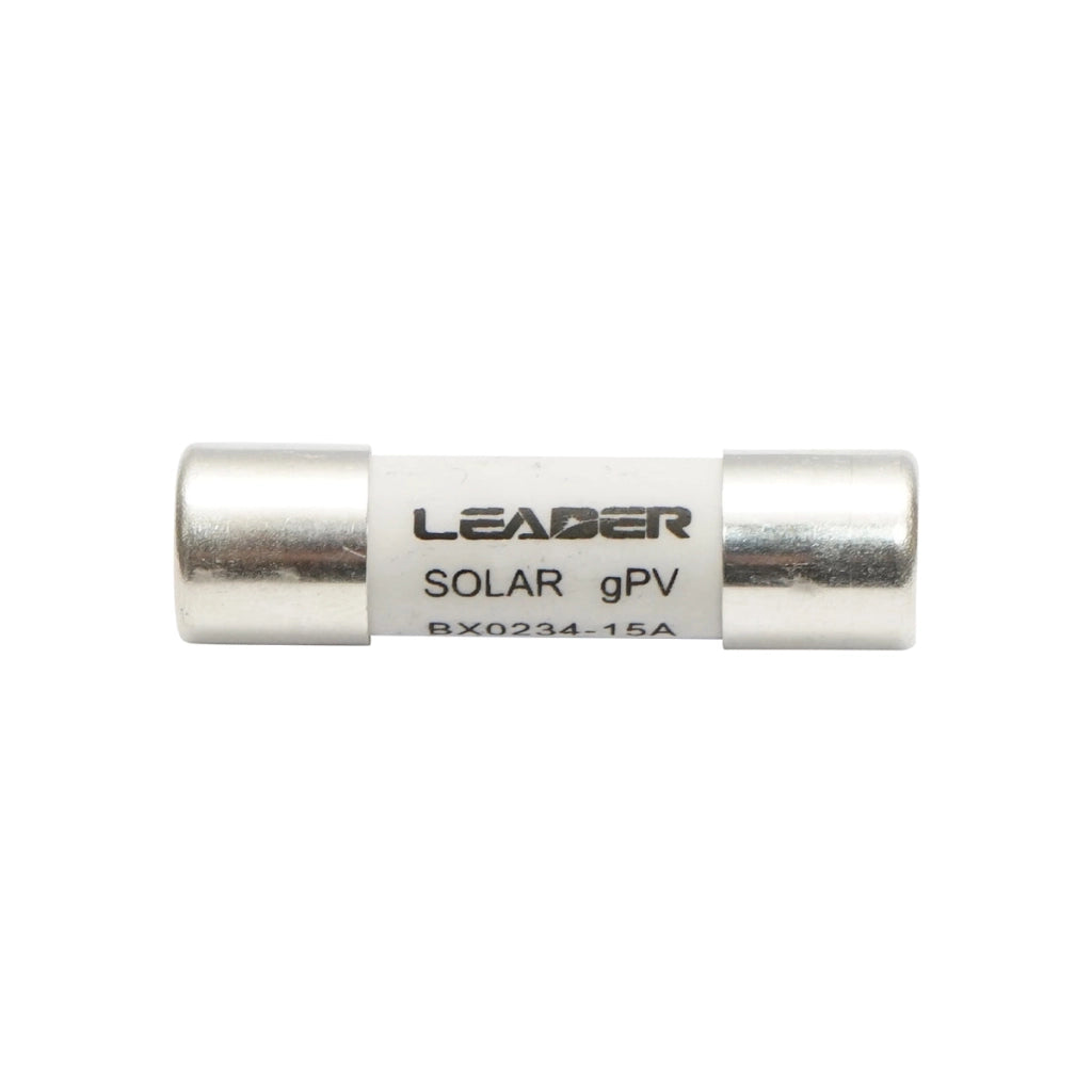 Fusibile cilindrico 10x38mm BX0234 per sistemi solari gPV, 15A, 1000V Leader