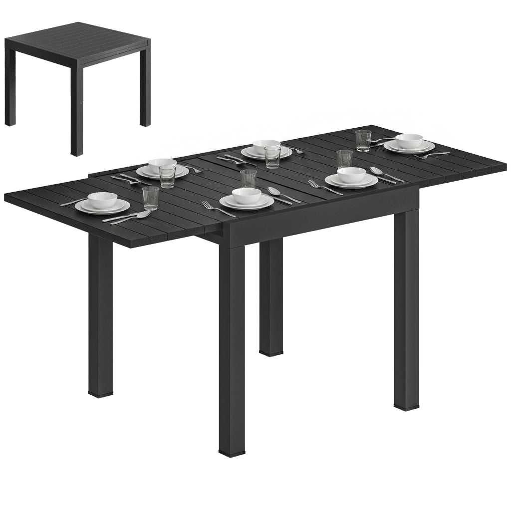 Tavolo da Giardino Allungabile ¨C Minimal ¨C Nero, Alluminio, 80/160x80x75 cm
