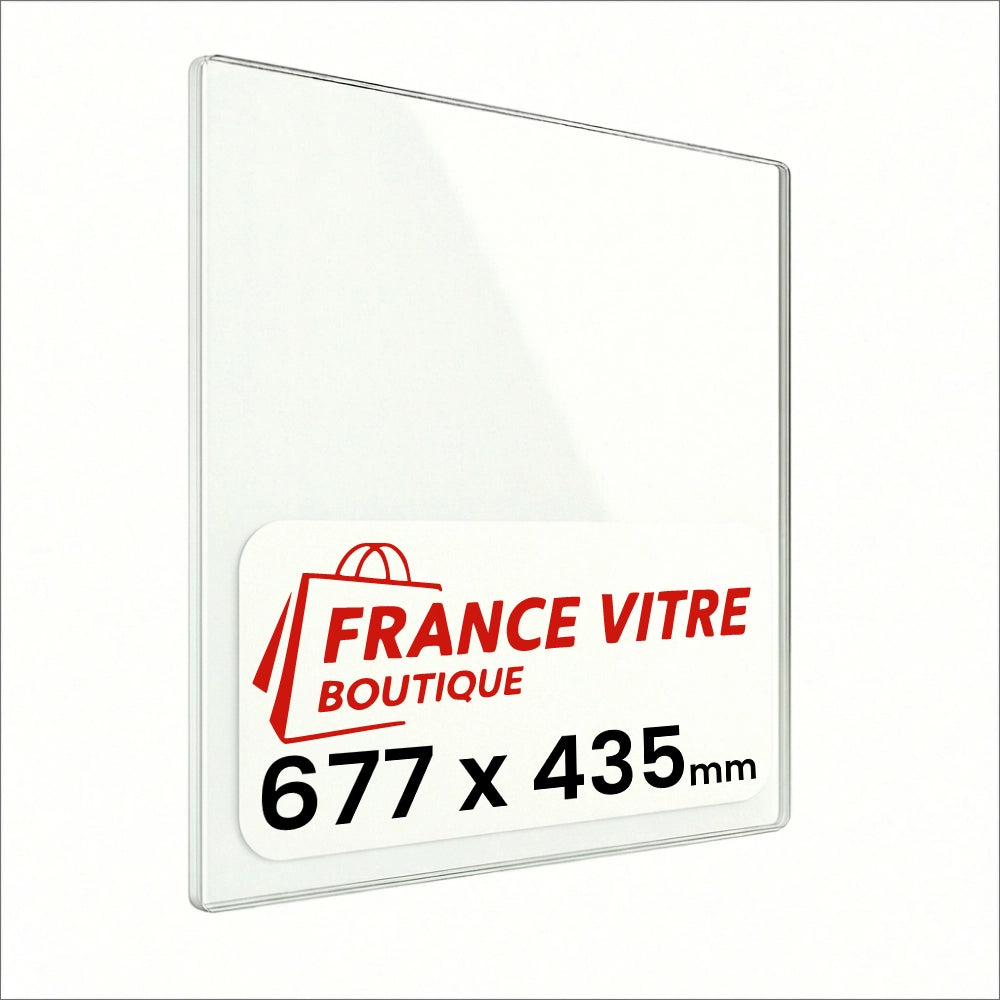 677 x 435 x 4 mm - Vetro per stufa a legna - vetro camino di ricambio - vetro per caminetto resistente al fuoco - France Vitre
