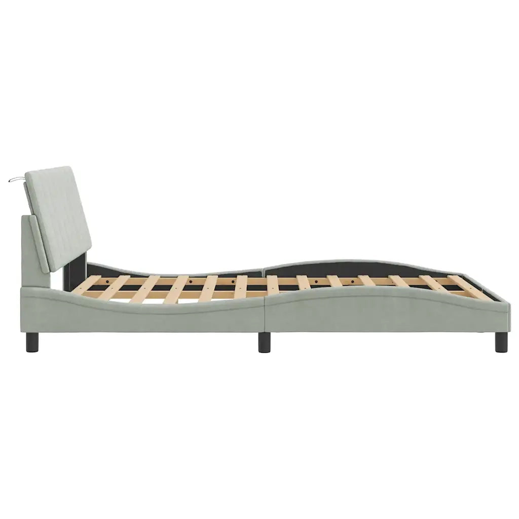 Letto matrimoniale | Letto per adulti | Giroletto senza Materasso Hanko Grigio Chiaro 140x200 cm Velluto