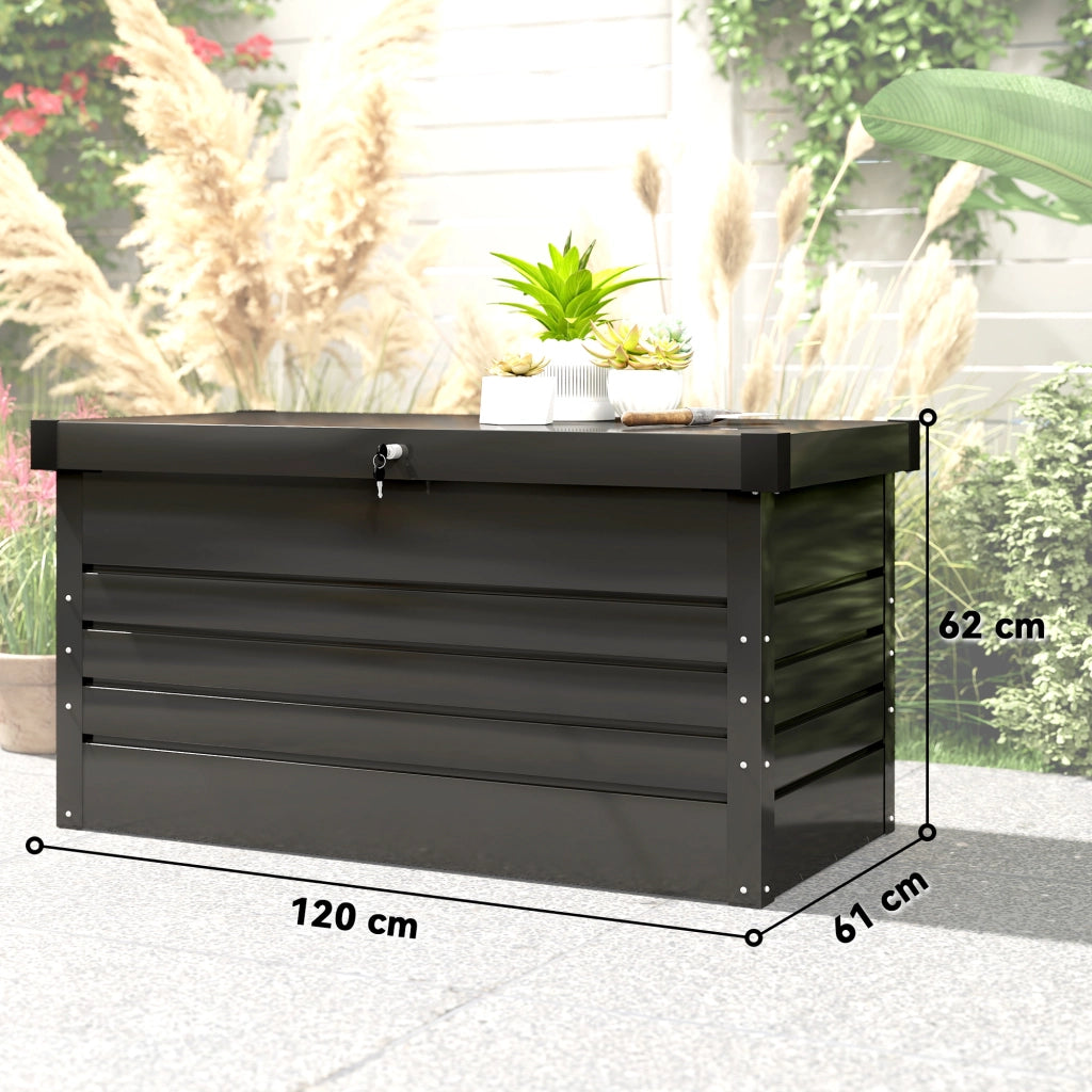 Contenitore da giardino 350L ¨C Xylo ¨C metallo grigio antracite con cuscini