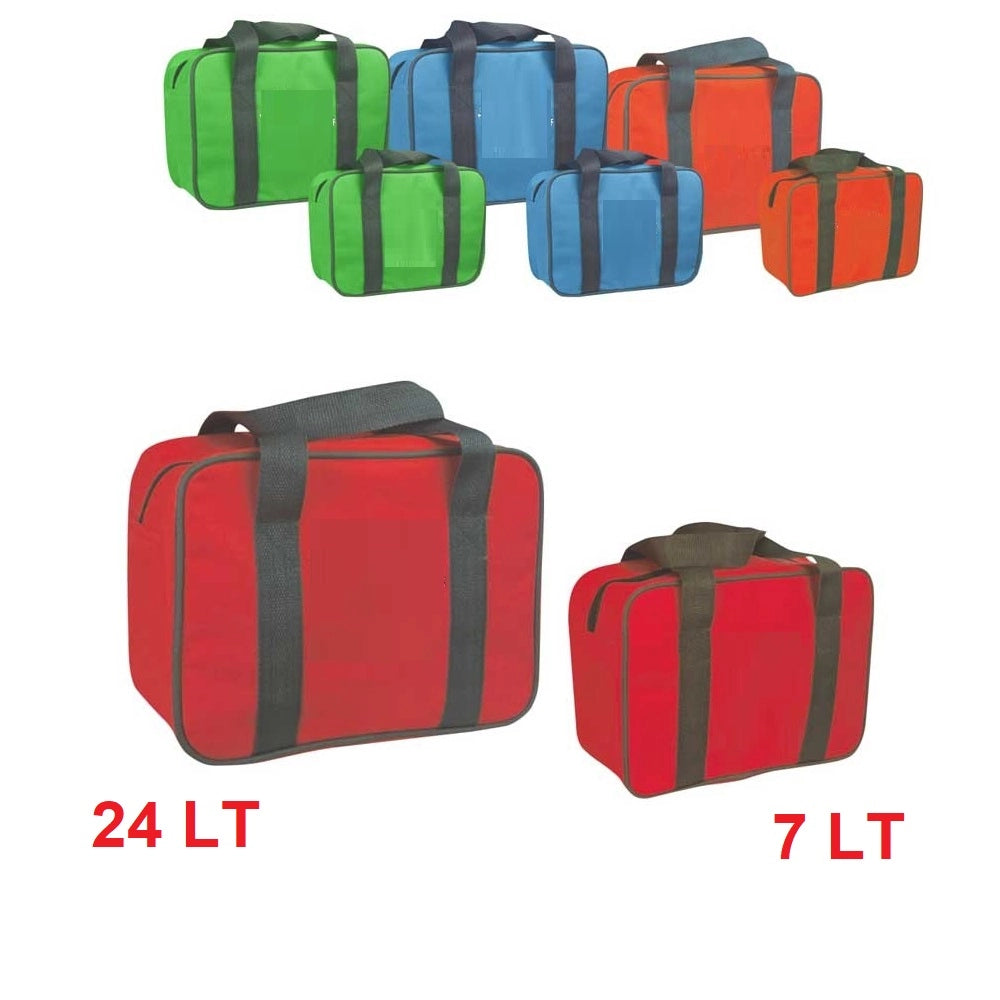 2Borse Termiche 24LT e 7LT con 2 Mattonelle Ghiaccio 400ml colore Rosso