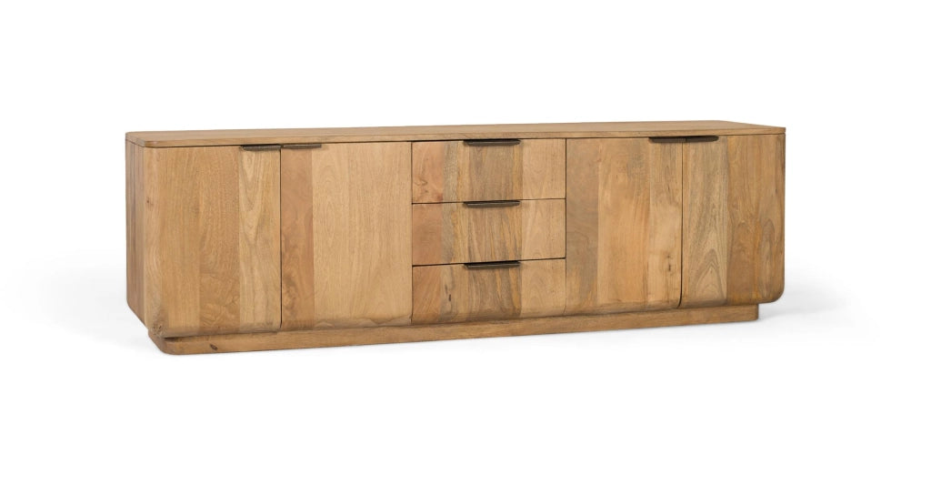 Credenza in legno di mango in colore naturale con angoli arrotondati