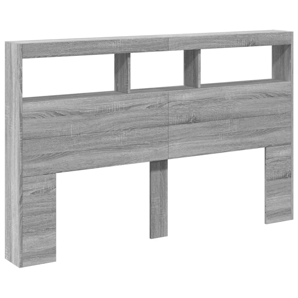 Testiera | Testata con Contenitore a LED Grigio Sonoma 160x17x102 cm