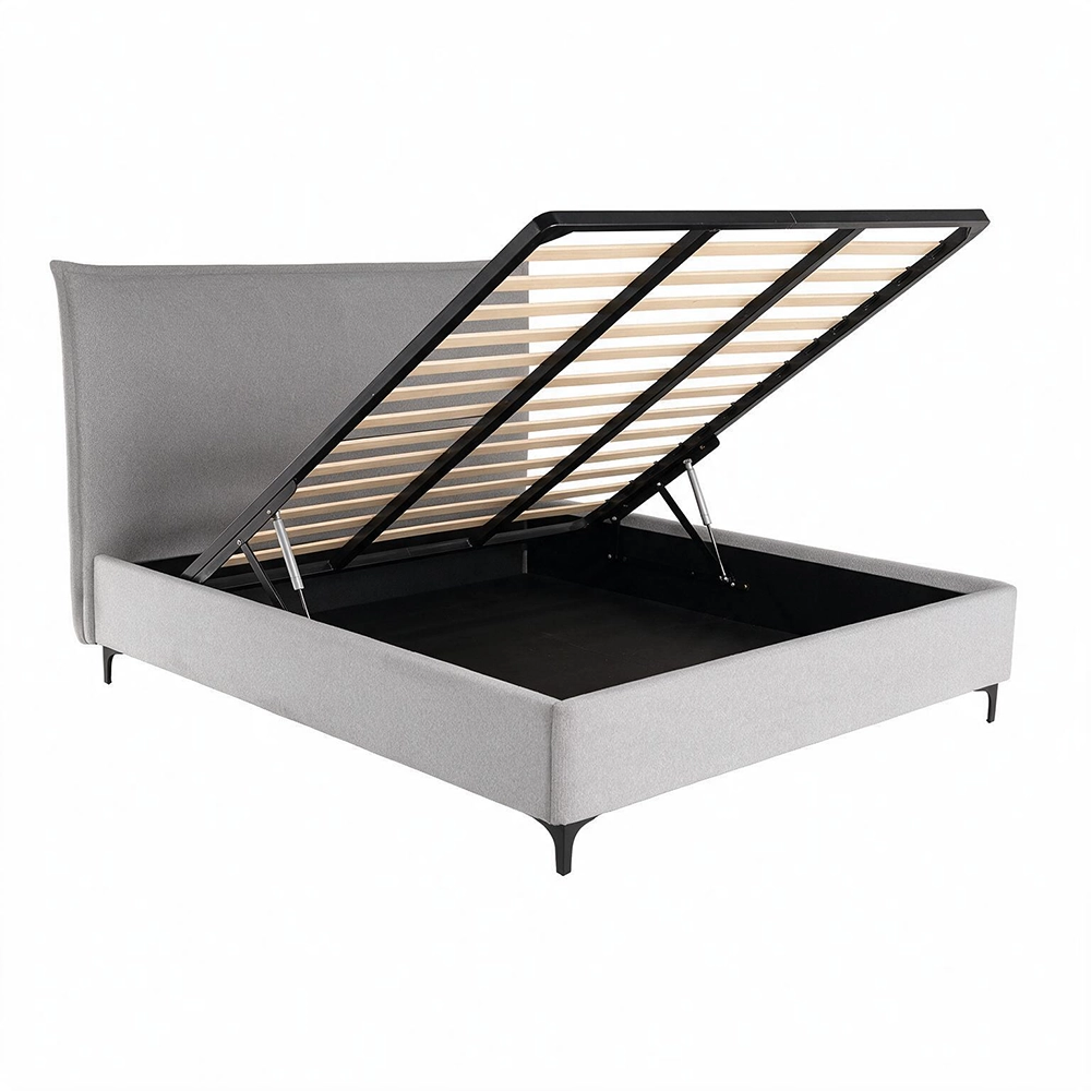Letto matrimoniale Line contenitore in tessuto Aragon 80 light grey