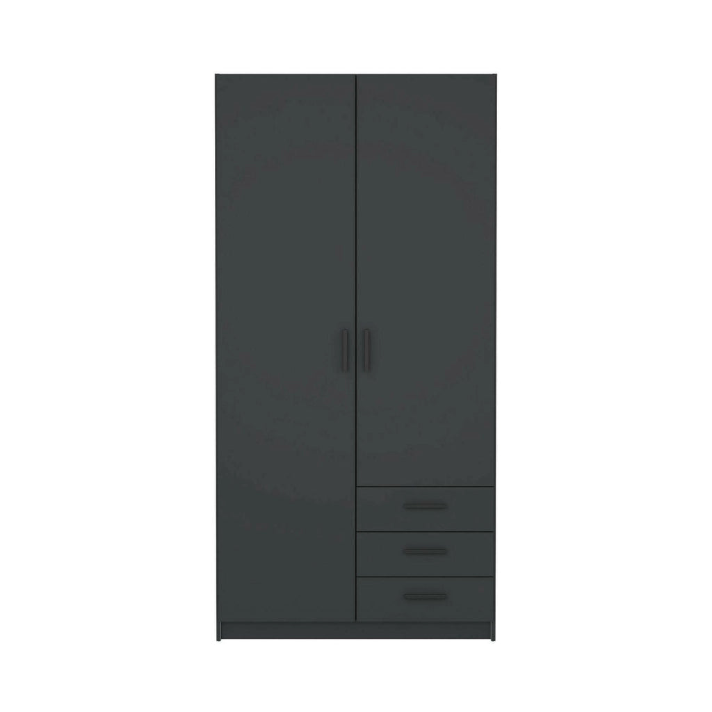 Guardaroba 2 ante Sultani, Mobile camera da letto, Cabina armadio portabiti, Armadio appendiabiti, 99x50 h200 cm, Grigio