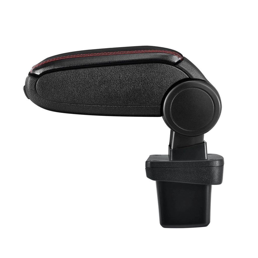 Bracciolo centrale per VW Golf 7 con scomparto imbottito in similpelle nera con cuciture rosse 03_0000742