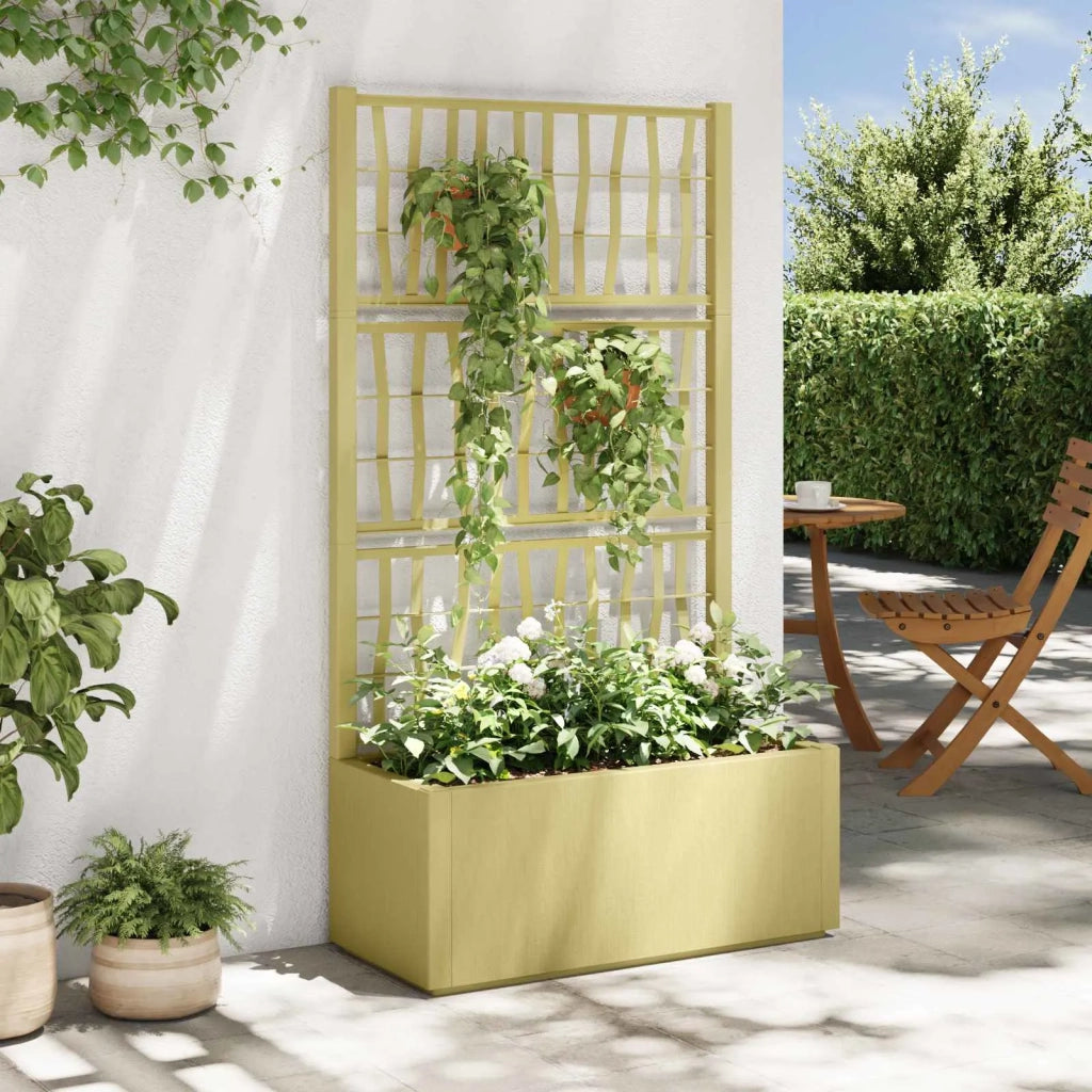 Fioriere | Cassetta per fiori | Vaso da Giardino con Trellis Verde 80 x 36 x 140 cm PP