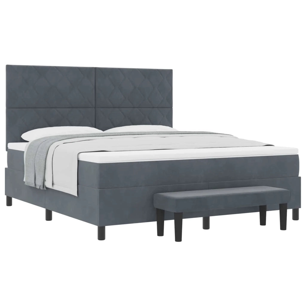 Letto a molle con materasso Grigio scuro 180 x 200 cm Velluto