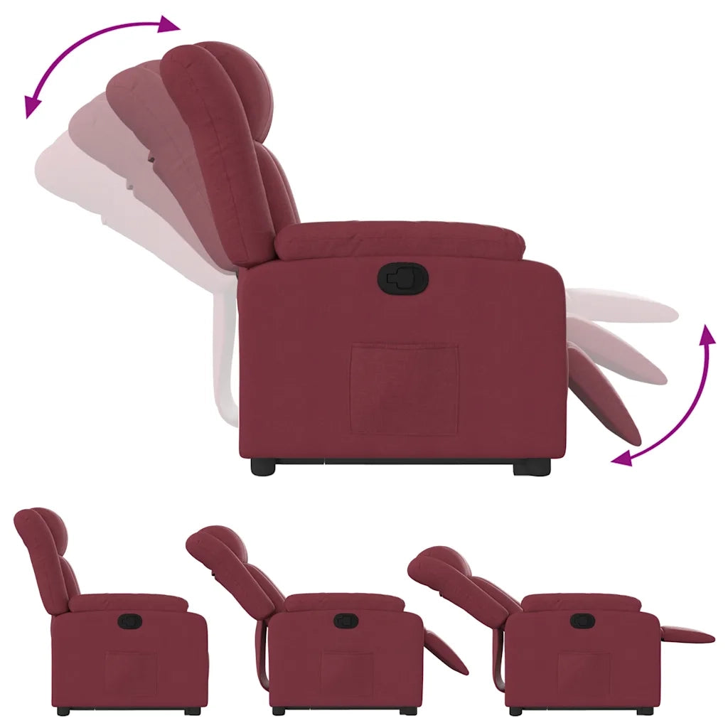 Poltrona Alzapersona Reclinabile Rosso Vino in Tessuto 3205319