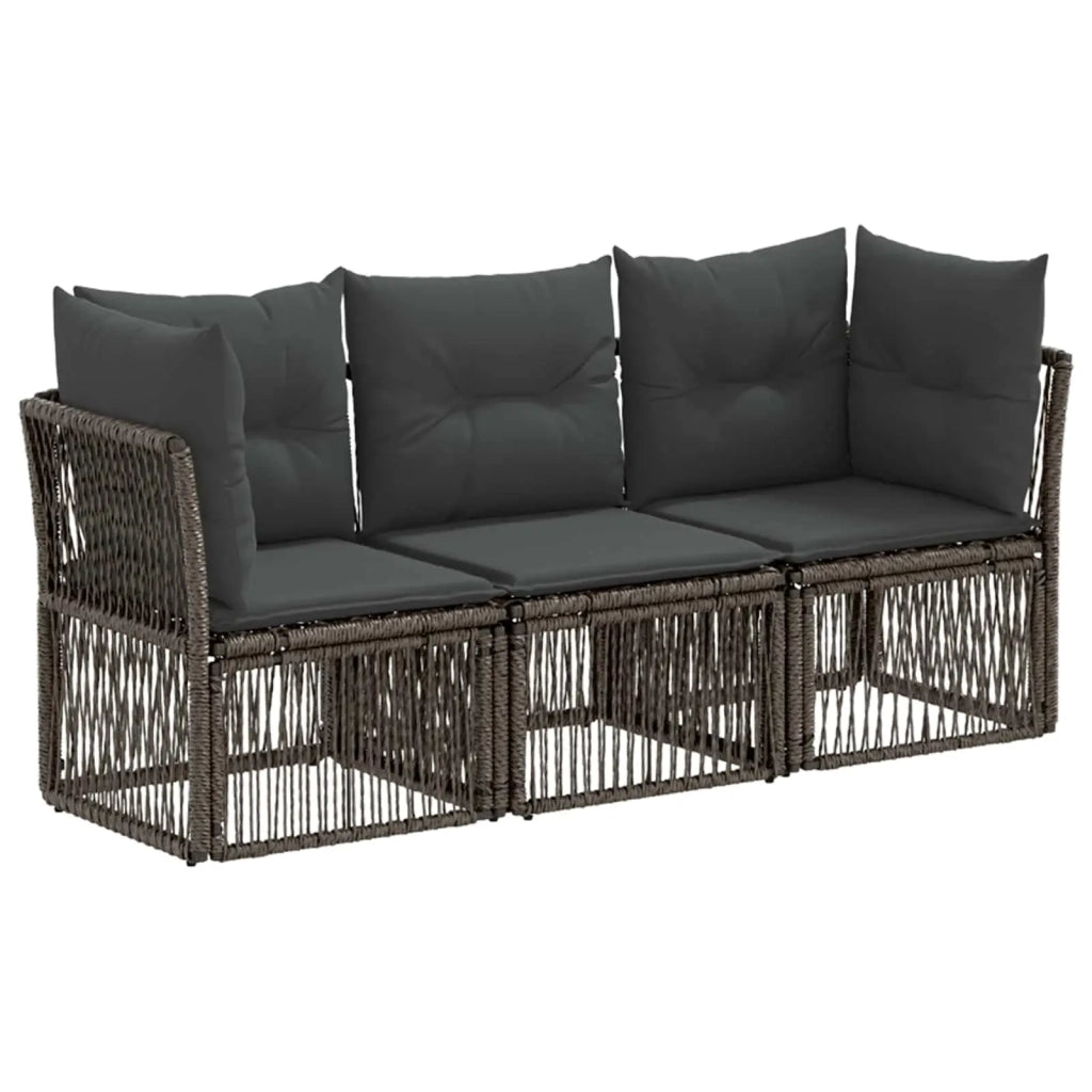 Set Divano da Giardino 3 pz Grigio polyrattan 3434123