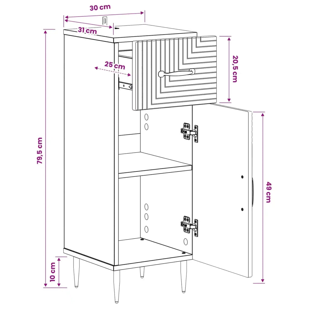 Mobiletto da Bagno HAARLEM Grigio Cemento 30 x 31 x 80 cm 896828