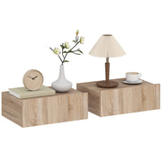 Comodino da Parete Sospeso ¨C Xylo ¨C 2 Pezzi con Cassetto Rovere 40x30x15cm