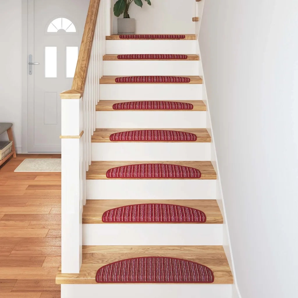 Tappetini per scale autoadesivi 15 pz | Gradini per Scale Rosso 65 x 21 x 4 cm