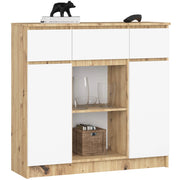 Cassettiera AKORD K100 Quercia Artigiana 101 cm 2 ante 3 cassetti inserto frontale Bianco 101x35x98 cm