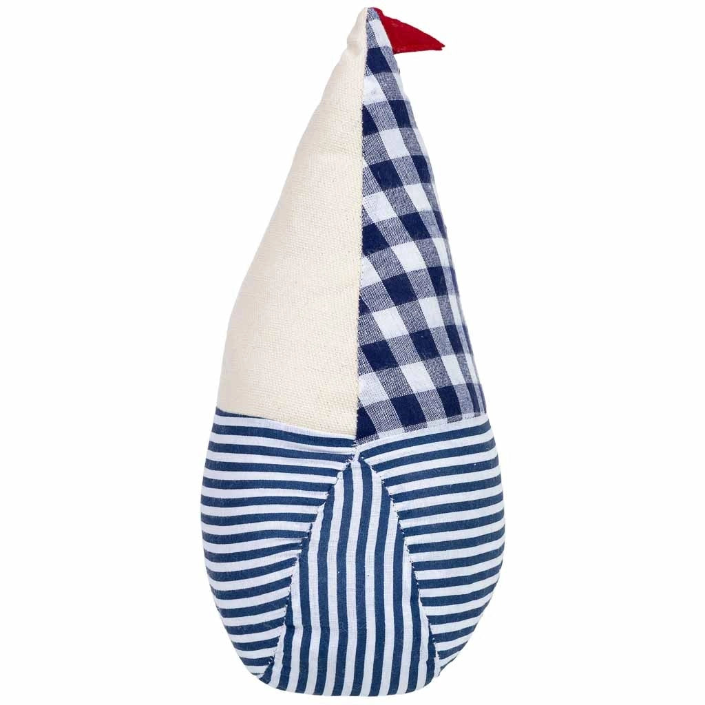 Fermaporta in cotone con barca blu, 17x8x24h cm