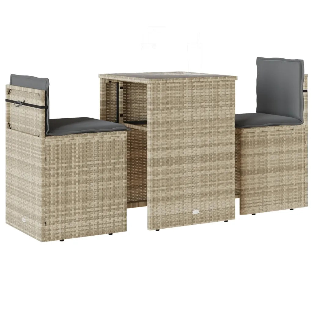 Set da Bistrò 3 pz con Cuscini Grigio Chiaro in Polyrattan 4003874