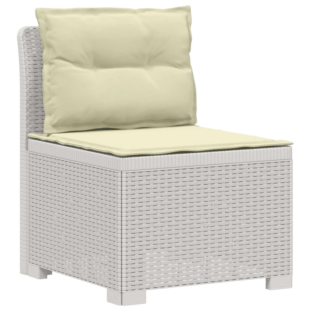 Divano da Giardino 5 Posti con Cuscini Stile Rattan PP Bianco 3444058