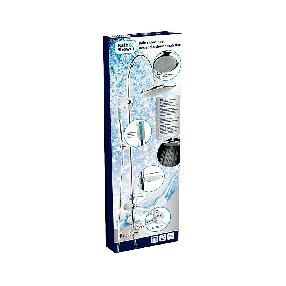 Trade Shop - Saliscendi Completo Asta Doccia Doccetta Anticalcare Acciaio Inox 22x3,2cm Cromo -