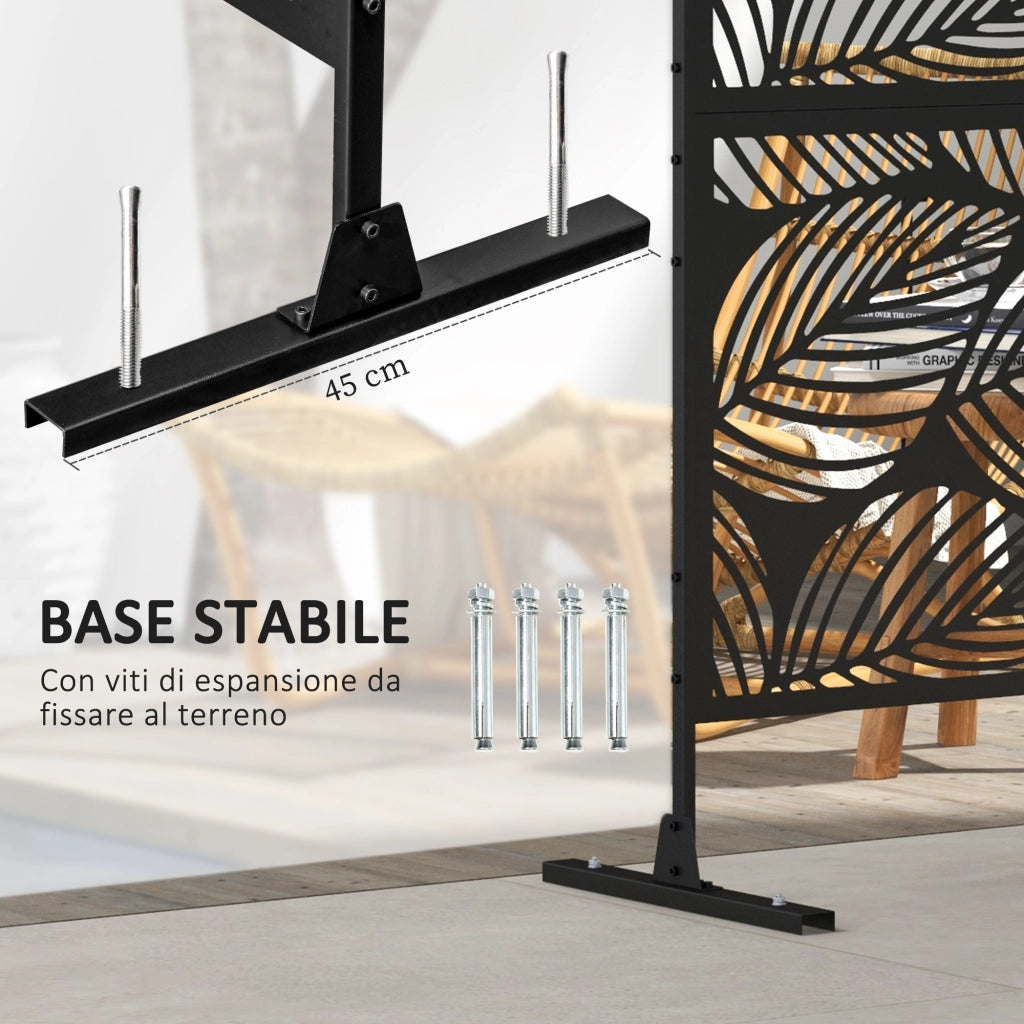 Paravento da Giardino in Acciaio ¨C Minimal ¨C 122x198cm Nero