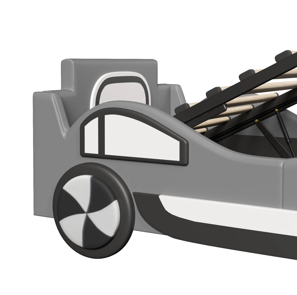 Letto per bambini a forma di auto 90x200 cm con rete e vano contenitore