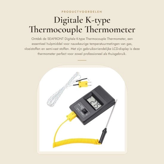 Termometro a Thermocoppia K-tipo Digitale con Prova - Display LCD per Misurazioni di Gas e Liquidi