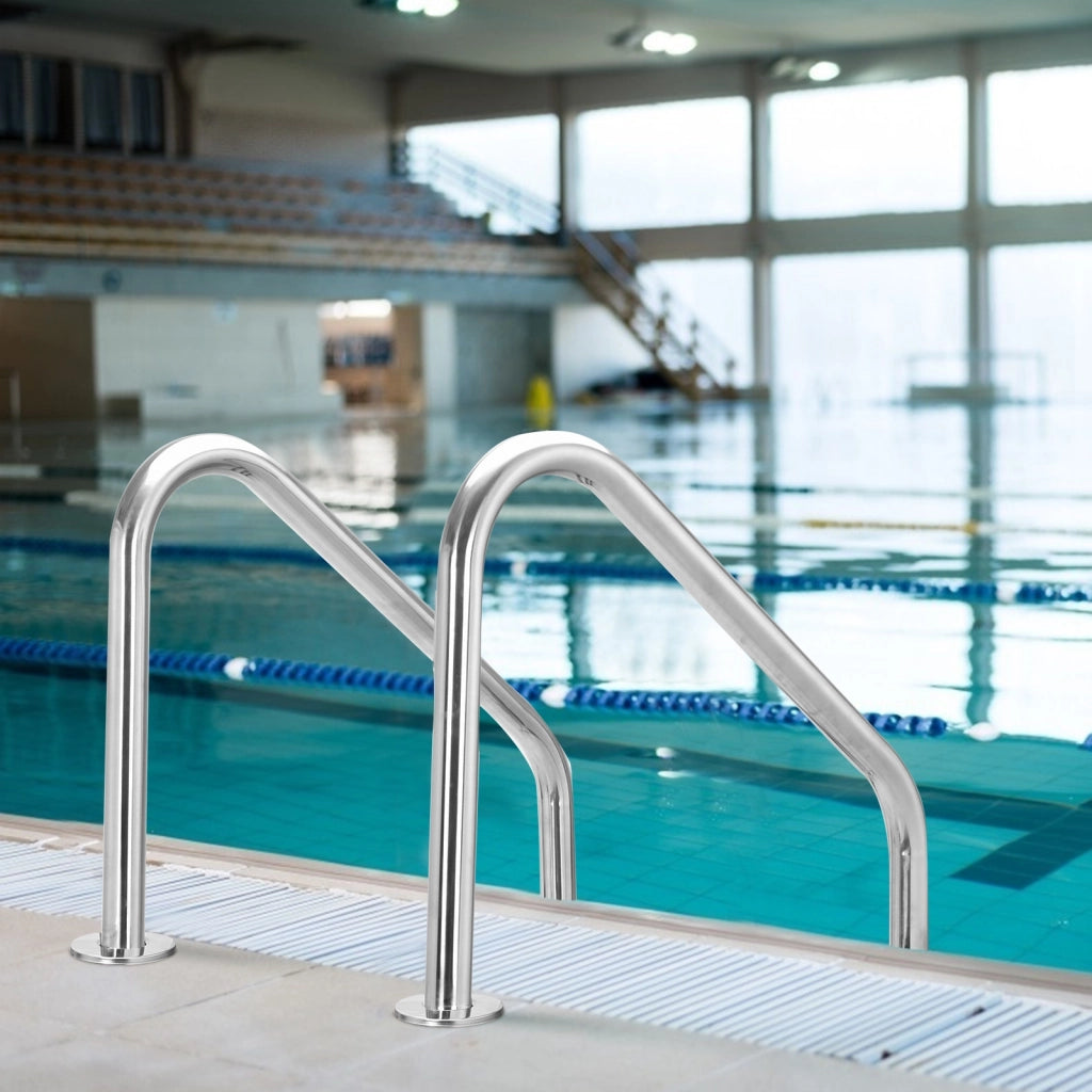 Scaletta per piscina in acciaio inox con 3 gradini antiscivolo, Scaletta per piscine interrate con corrimano