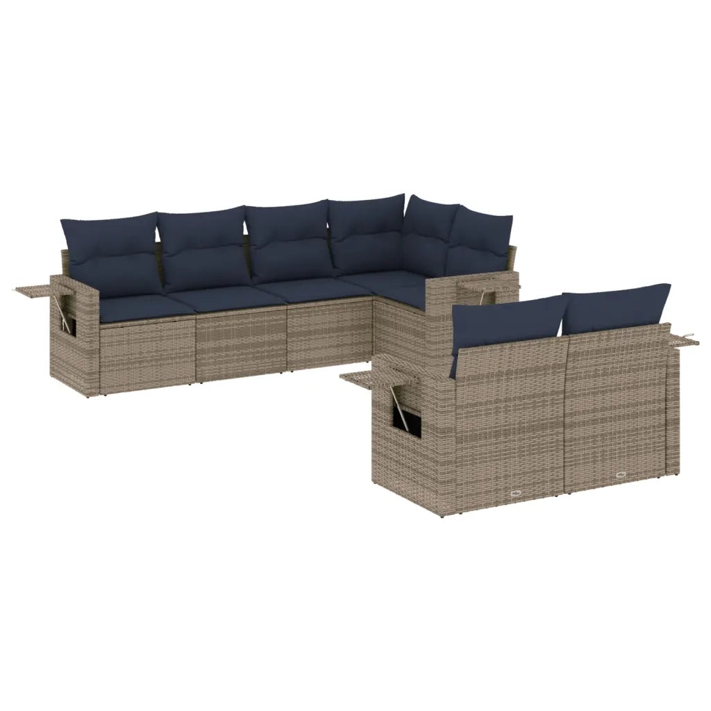 Set Divani da Giardino 7 pz con Cuscini Grigio in Polyrattan 3220410