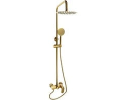Set di doccia - Doccia a cascata - Testa di doccia con tubo - In acciaio inossidabile - Oro - Teste di doccia - Regolabile - 81,3-113,5 cm
