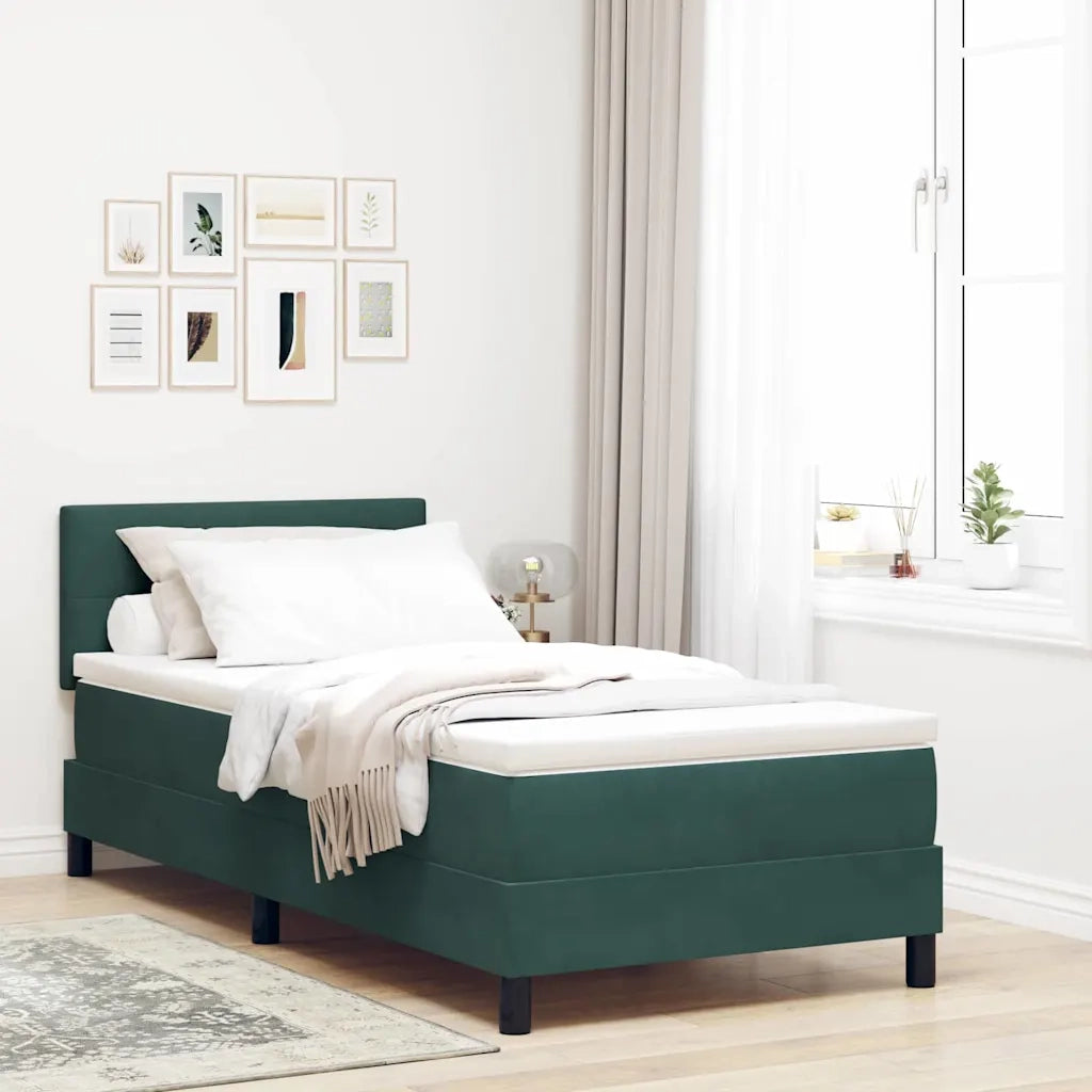 Letto a molle con materasso Verde Scuro 90 x 190 cm Velluto 3339143