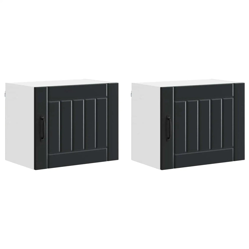 Pensile da cucina | Armadietto a muro LUCCA 2 pz Nero 50 x 31 x 40 cm