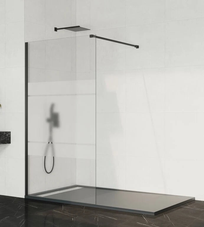 Parete doccia fissa Screen 8 mm 70 cm (66,5-68,0 cm) nero, vetro satinato Frost