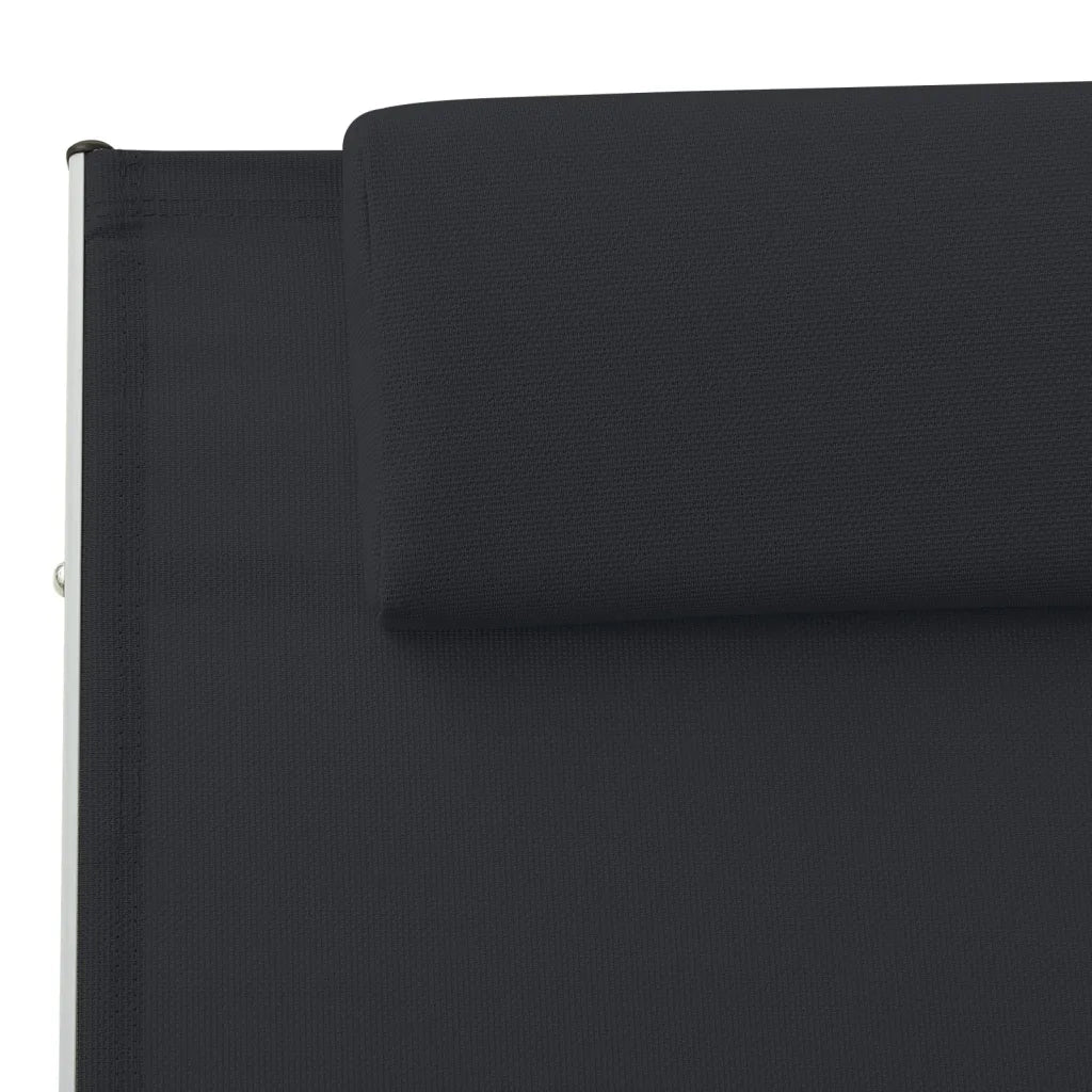 Lettino Prendisole con Cuscino in Textilene Nero 310529