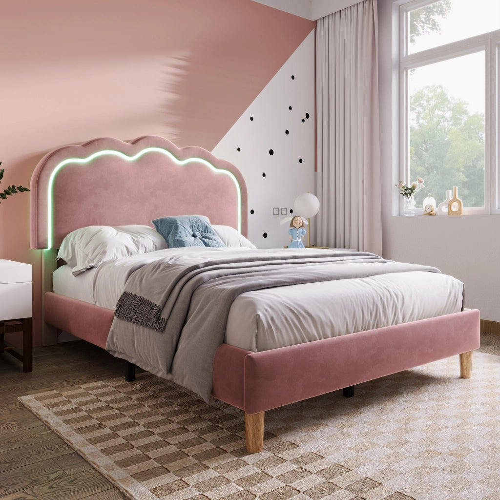 letto imbottito velluto rosa 90 x 200 cm