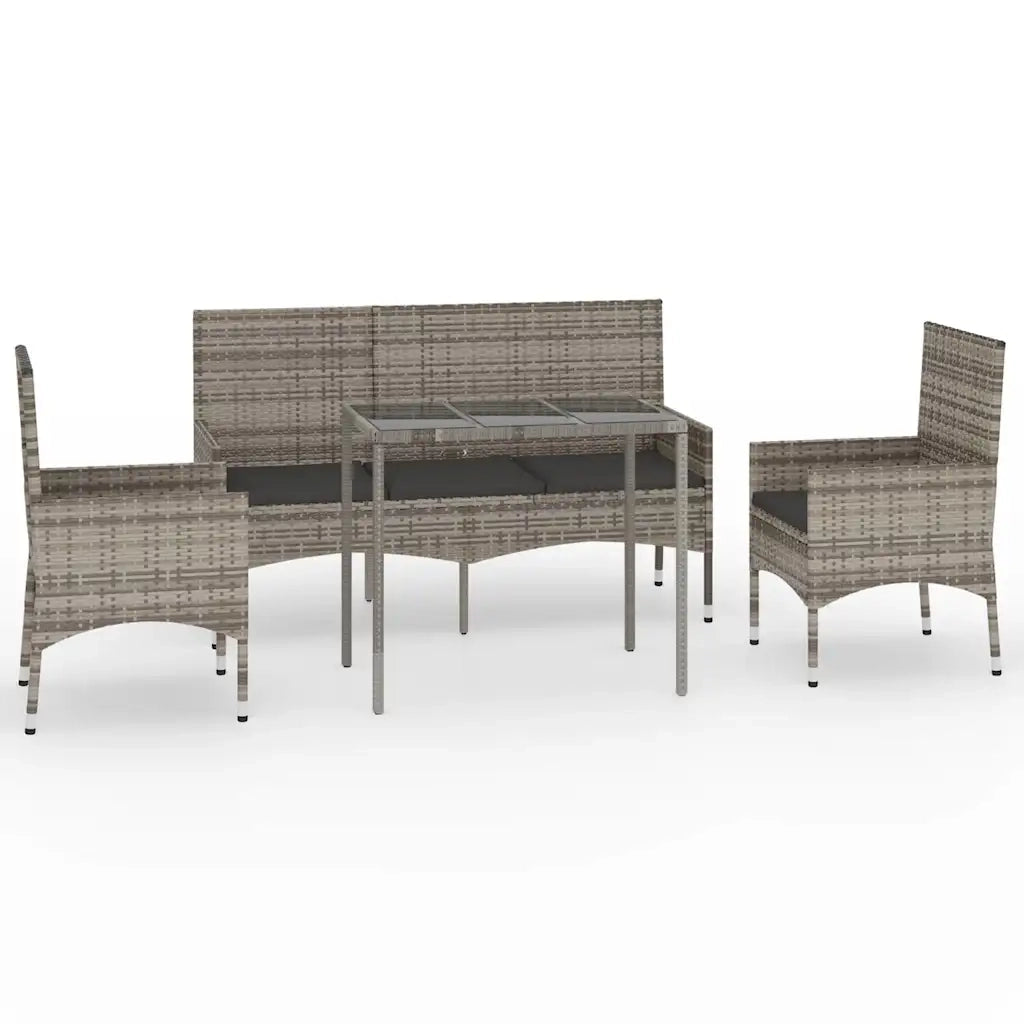 Set Divani da Giardino 4 pz con Cuscini in Polyrattan Grigio 319505
