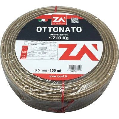 CAVETTO ACCIAIO OTTONATO TRASPARENTE  MM 6,0 MT 100