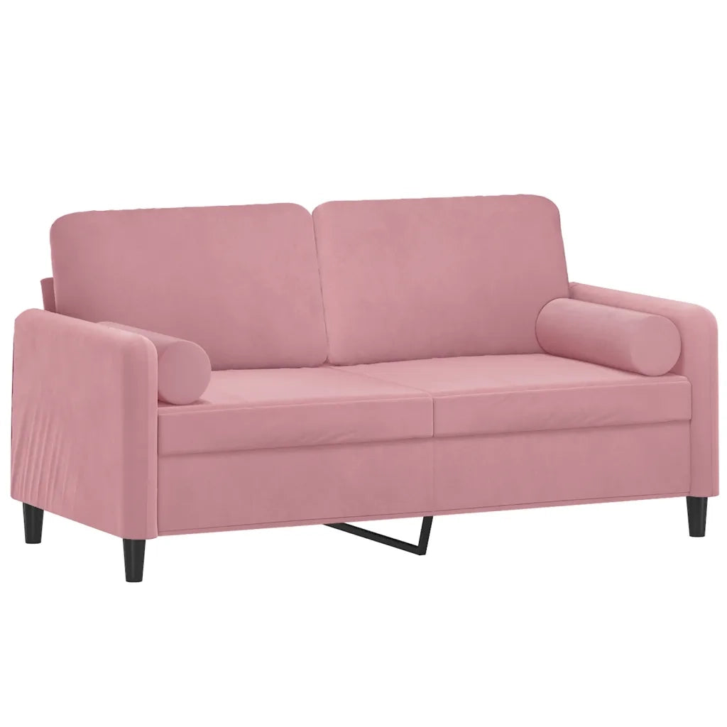 Divano a 2 Posti con Cuscini-Sofa 2 Posti con Cuscini Rosa 140 cm in Velluto 343973