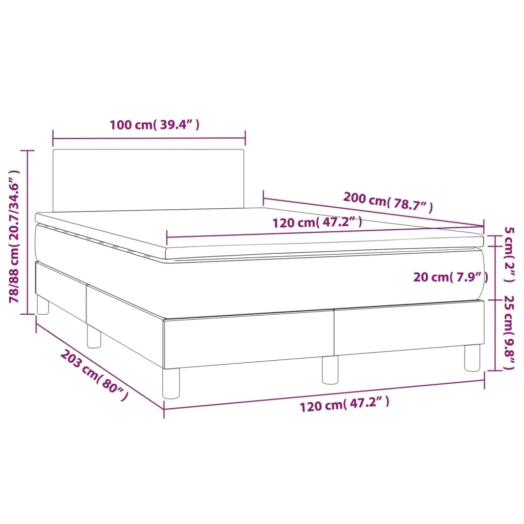 Giroletto Molle con Materasso e LED Bianco 120x200cm Similpelle 3134094