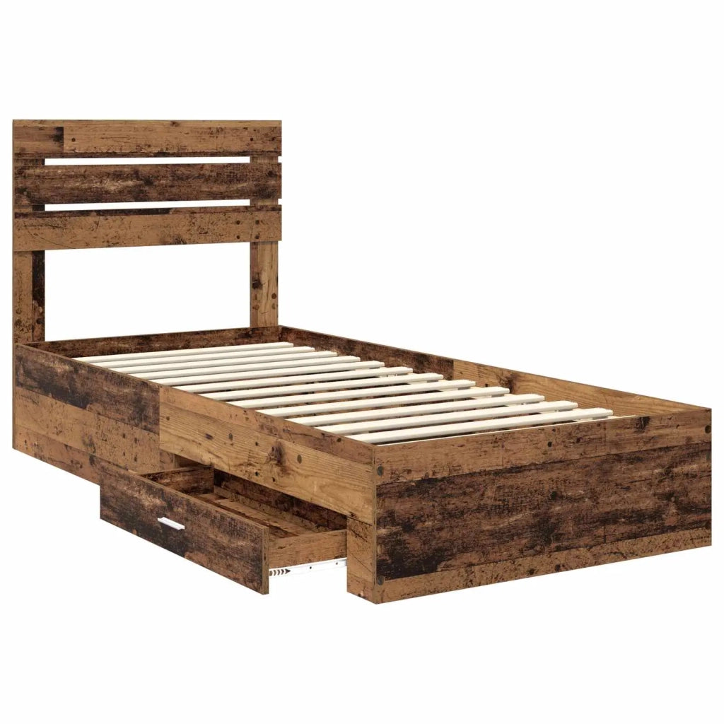 Struttura del letto con cassetto con testiera-Letto con Cassetti e Testiera Legno multistrato 100759