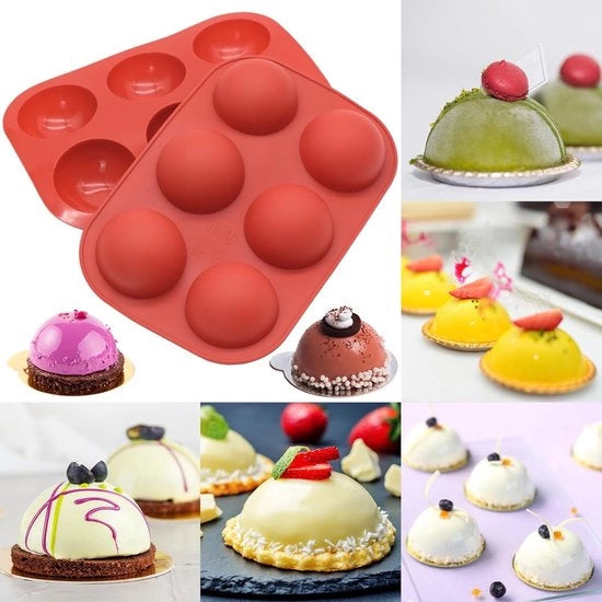Tre pezzi di forma grande a metà sferica in silicone, forma in silicone a 6 fori, forma in silicone rotonda, per bombo di ghiaccio, mini teacake, fondant, caramelle